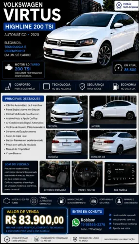 Volkswagen Virtus Highline 200 TSI 1.0 Flex 12V AUT 2020