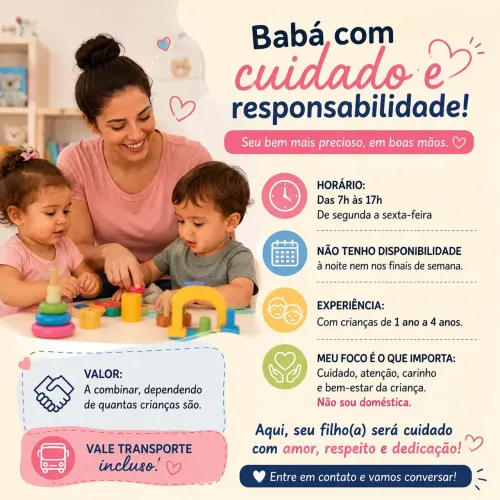 Divulgação dos meus serviços como babá 