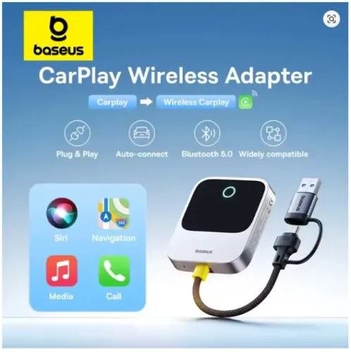Adaptador Wireless Apple CarPlay Baseus PrimeTrip (Sem Fio) - Completo na Caixa