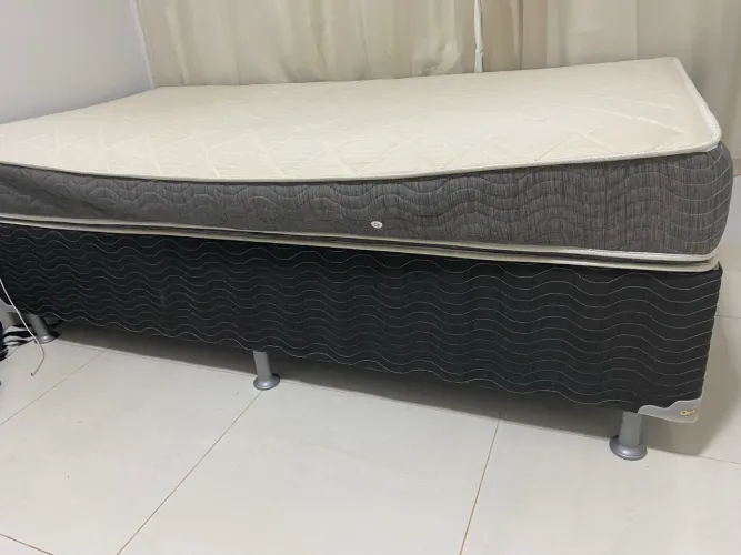 Cama Box Solteiro - Base + Colchão de Brinde