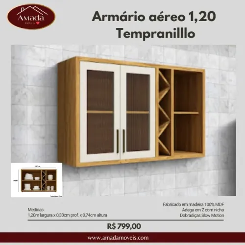 Armário aéreo tempranillo 1,20, a pronta entrega