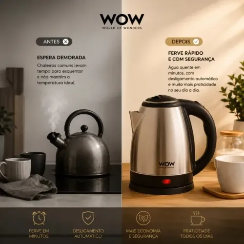 Promoção Chaleira Elétrica Inox 1,8L Aquecimento Rápido Achadinho Shopee