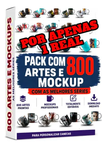 Pacote com 800 Artes digitais de canecas 325ml