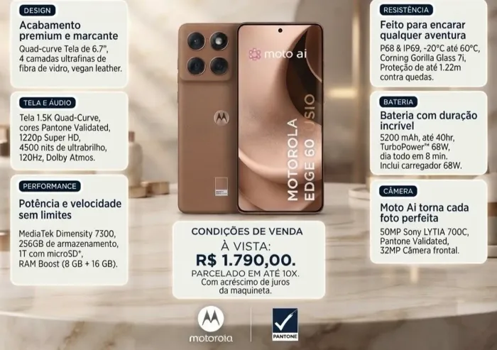 Motorola Edge 60 Fusion (Novo / Nunca Usado)