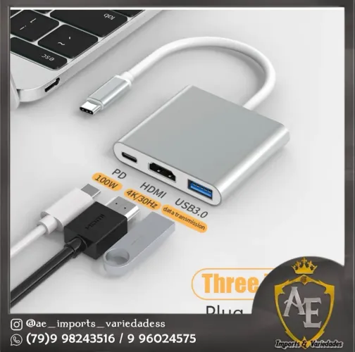 Adaptador OTG tipo C com HDMI