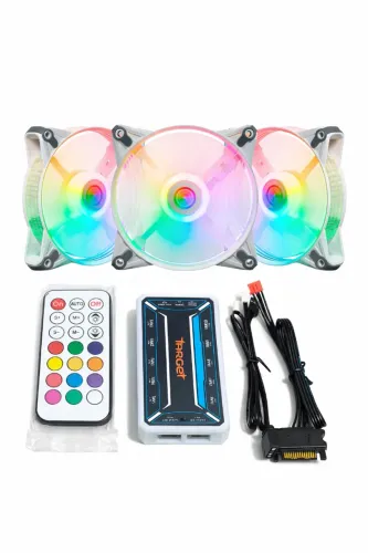 kit 3 × Ventoinhas TGT HUMBER ARGB Branca + 1 × Controladora Target + Controle (Novo)