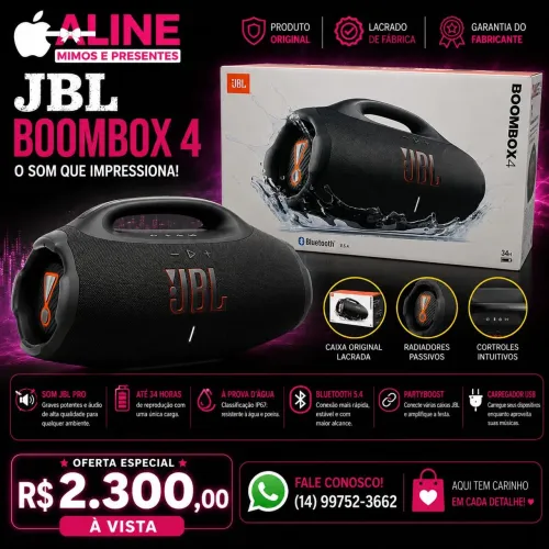 CAIXA DE SOM JNP BOOMBOX 4 PRETA