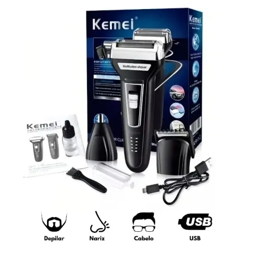 Máquina de Barbear Shaver Kemei 3 em 1 KM-6558