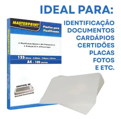Plástico para plastificação 100 folhas A4