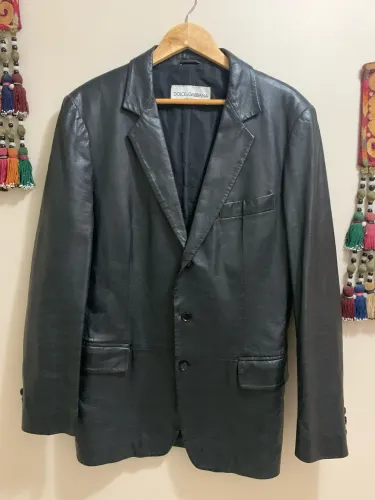 Blazer Dolce & Gabbana- produção Ittierre - Couro- Vintage Impecável - G