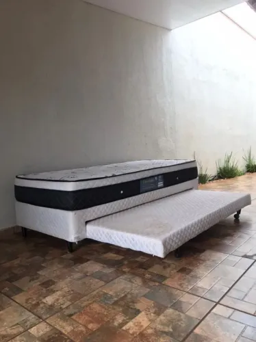 Linda Cama Solteirão + Colchão ZeradooO + Cama Auxiliar c/ colchão