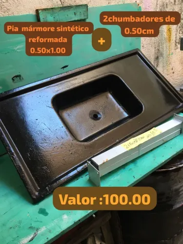 Pia mármore sintético reformado 0.50x1.00 +2 chumbadores de 0.50cm! Nao aceito proposta