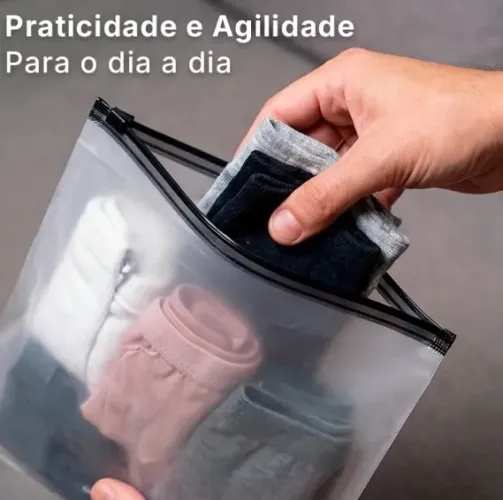 Saco plástico Zip EVA Fosco com Trilho Preto Tipo Shein - 25x35 - 15 UNIDADES