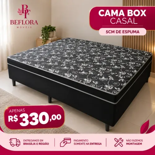 cama box casal 5cm de espuma - NOVA