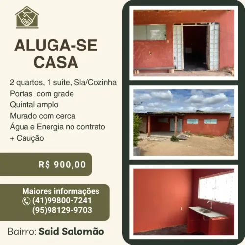 ? ALUGA-SE CASA - BAIRRO SAID SALOMÃO ?