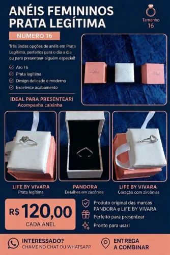Anel feminino de prata
