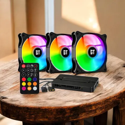 Kit 3 fans argb + controladora
