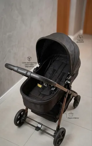 Carrinho de Bebê Galzerano Moises Preto e Bronze - Semi-Novo