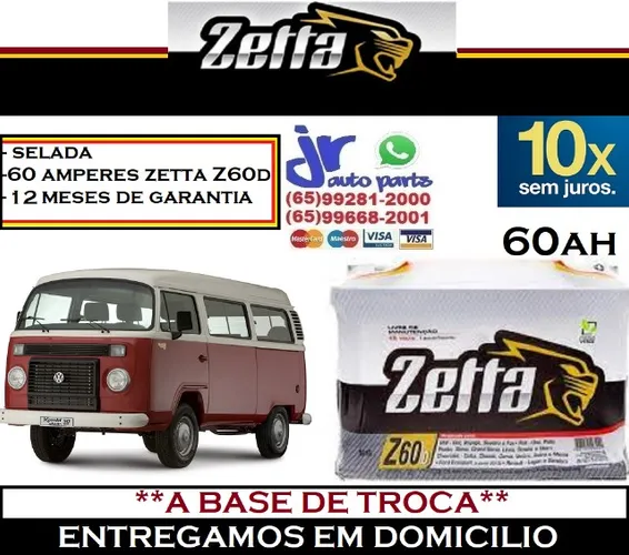 Bateria Zetta 60Ah Kombi 12v