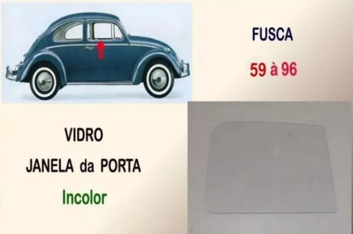 Vidro da Porta Fusca Temperado Incolor