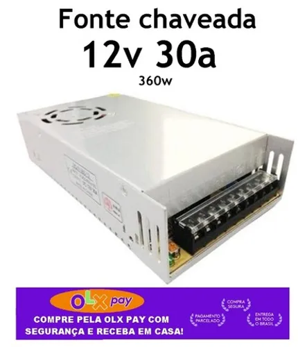 Fonte Chaveada 12v 30a Bivolt Chaveada Câmeras Cftv Som Automotivo etc