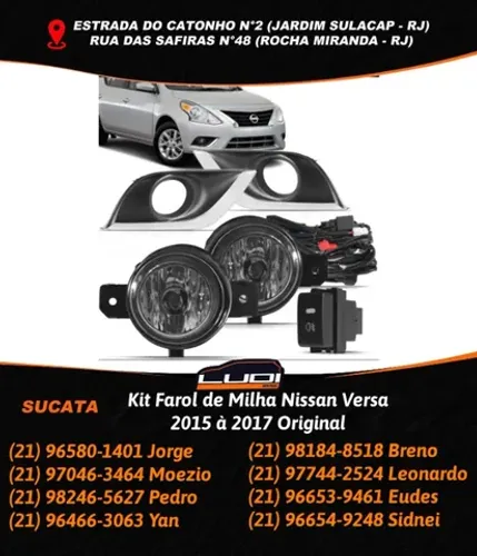 Kit Farol de Milha Nissan Versa 2015 à 2017 Original