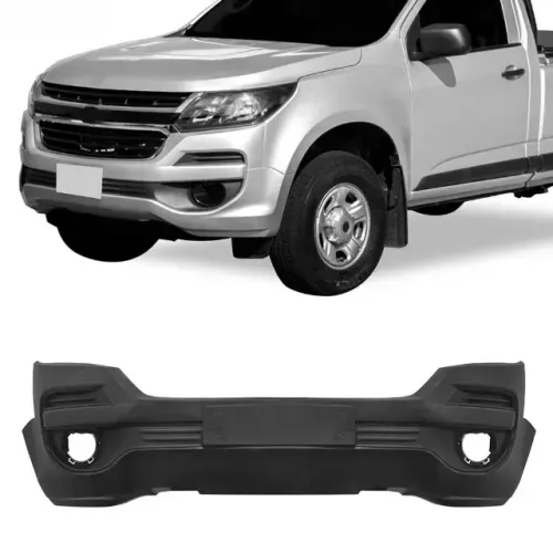 Parachoque Chevrolet S10 2017 à 2020 - CD/CS - Dianteiro Preto - Furo Farol Auxiliar - DTS