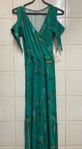 Vestido floral verde longo TAM M 
