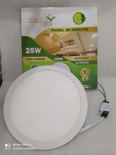 Painel redondo 30x30 25w branco frio 6500k