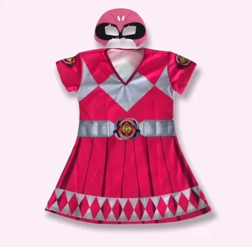 Fantasia + Máscara - Power Ranger Rosa Infantil