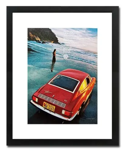 VW Karmann-Ghia TC - Quadro decorativo com propaganda original de revista