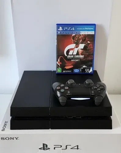 PS4 500GB c/ Garantia e Jogo GRAN TURISMO SPORT.