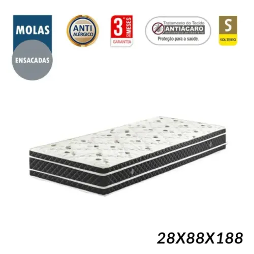 Colchão Novo Solteiro Molas Ensacadas 28cm 