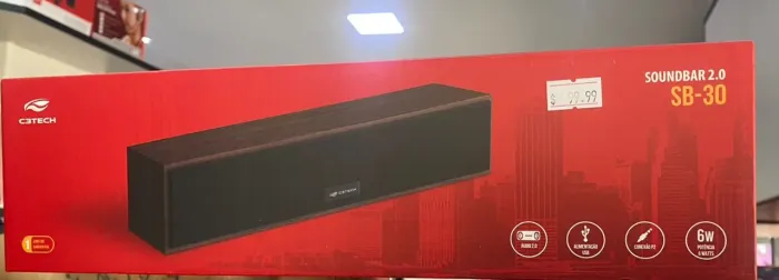 Caixa Barra de Som SoundBar 2.0 SB-30BK P2 USB 5V C3Tech Preto Loja Coimbra Computadores  