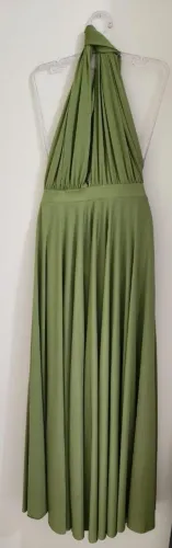 Vestido de festa madrinha de casamento multiformas verde oliva