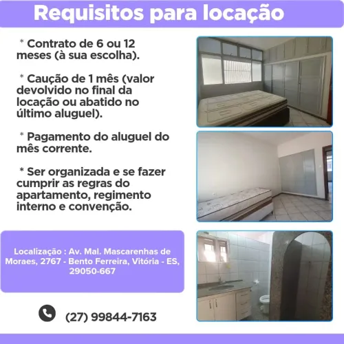 Vagas de quarto feminina em Bento Ferreira