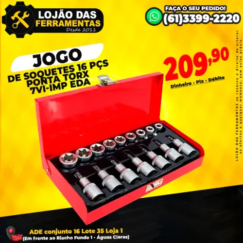 Jogo de Soquetes 16 Pçs Ponta Torx 7vi-imp Eda