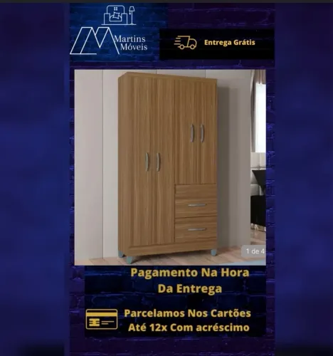 GRANDE PROMOÇÃO*GUARDA ROUPA 4 PORTAS NOVO ENTREGA GRÁTIS ACEITA CARTÃO