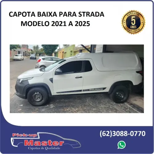 Capota em fibra de vidro modelo baixo para Fiat Strada 2021 a 2025