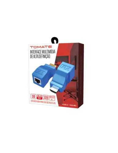ADAPTADOR EXTENSOR HDMI ATÉ 30 METROS VIA CABO DE REDE RJ45 CAT 5 / CAT 6 TOMATE MHD-1103 