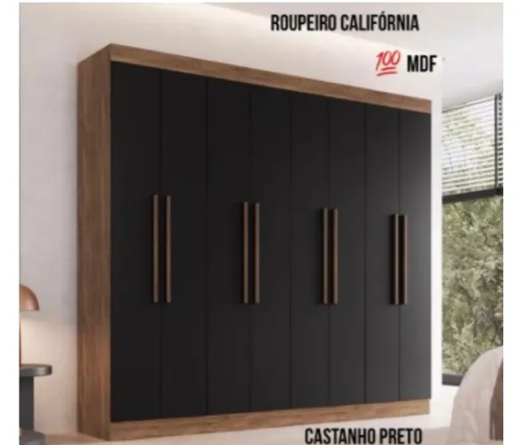 Guarda-Roupa Califórnia Castanho Preto - Elegância e Espaço