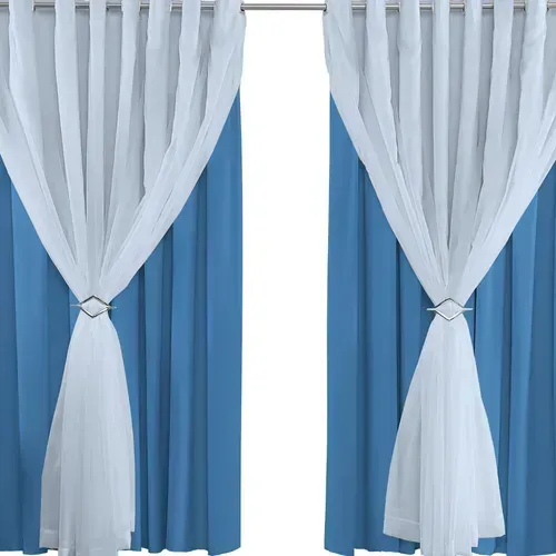 Cortina Blackout 4,00 x 2,50 Azul Claro/Branco