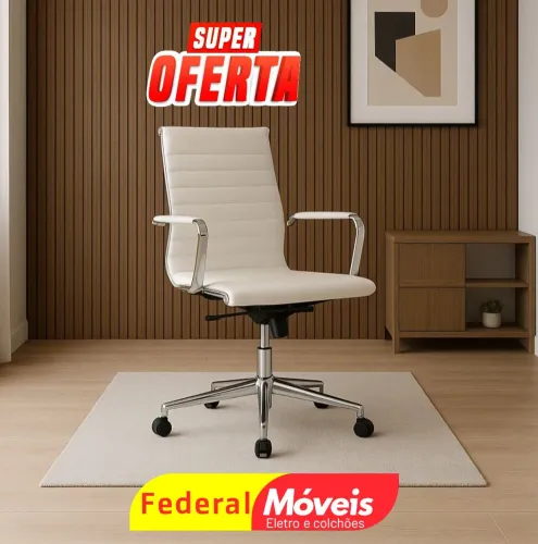 Cadeira Giratória Diretor Cromada para Escritório - Resistência e design moderno!