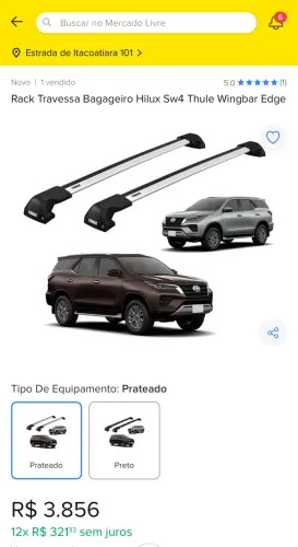 Rack teto SW4 Thule Wingbar Edge