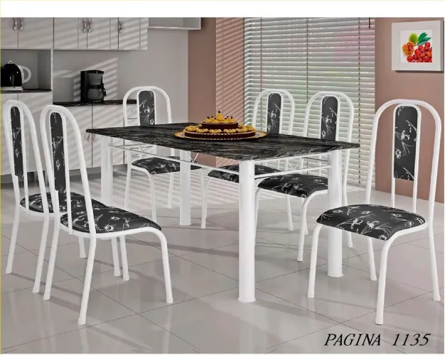 Conjunto de mesa 6 lugares em granito