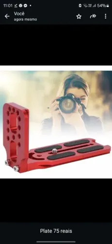 Plate L em alumínio reforçado para cameras