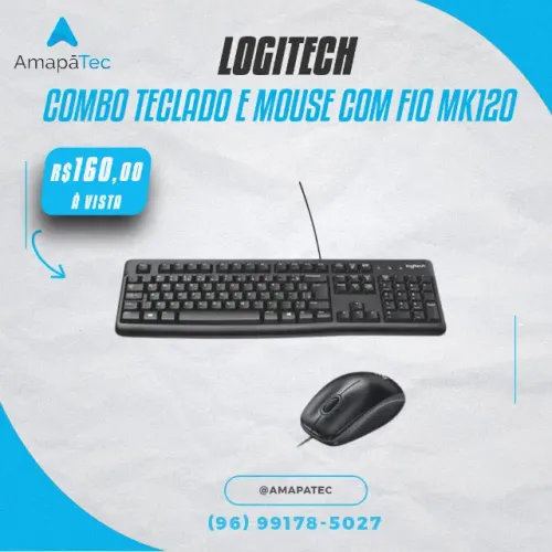 Combo Teclado e Mouse com fio USB Logitech MK120