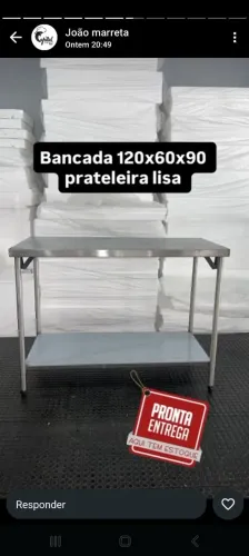 Bancada 120x60x90 com prateleira lisa - Pronta Entrega