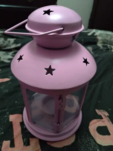 Lanterna para velas - Rosa com Estrelas