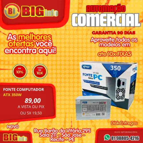 Fonte de Alimentação ATX 350W - Nova Garantia
